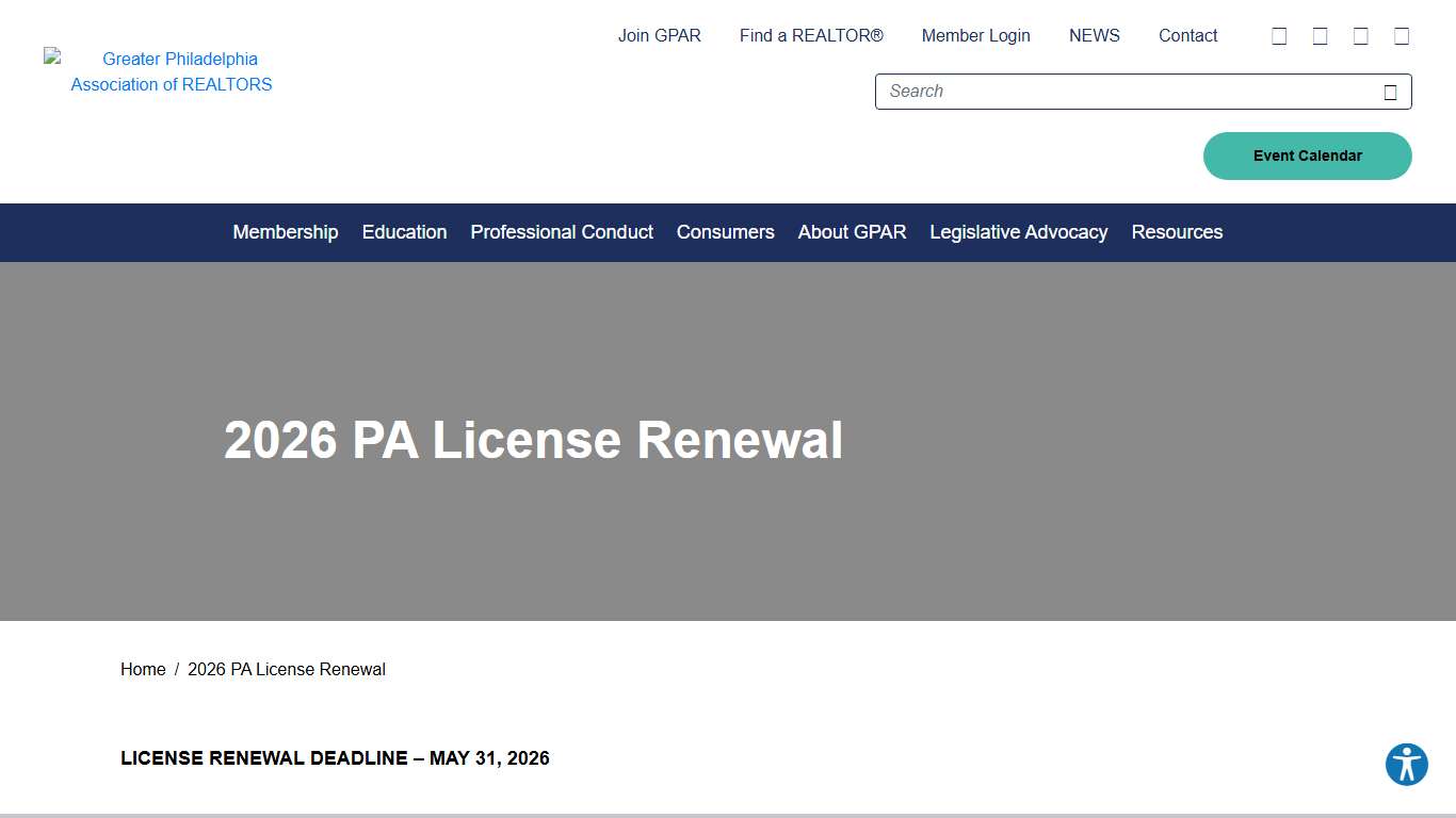 2026 PA License Renewal - Greater Philadelphia Association of REALTORS